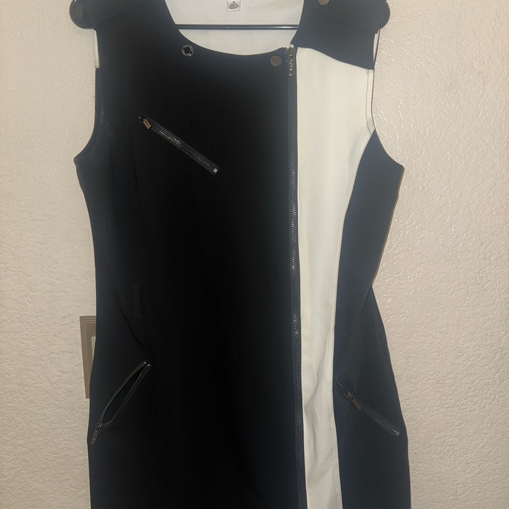 Calvin Klein Black and White Sheath Mini Dress
